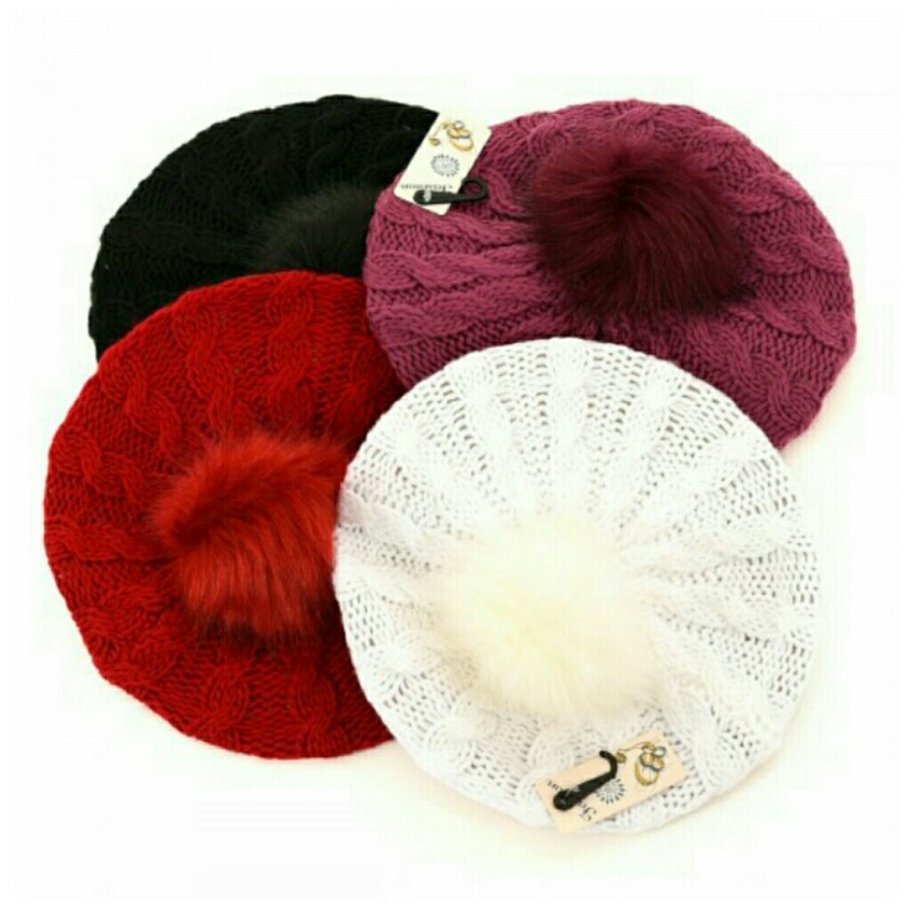 🔥5 COLORS!🔥 🍁KNIT POMPOM BERET!🍁 - Picture 2 of 8